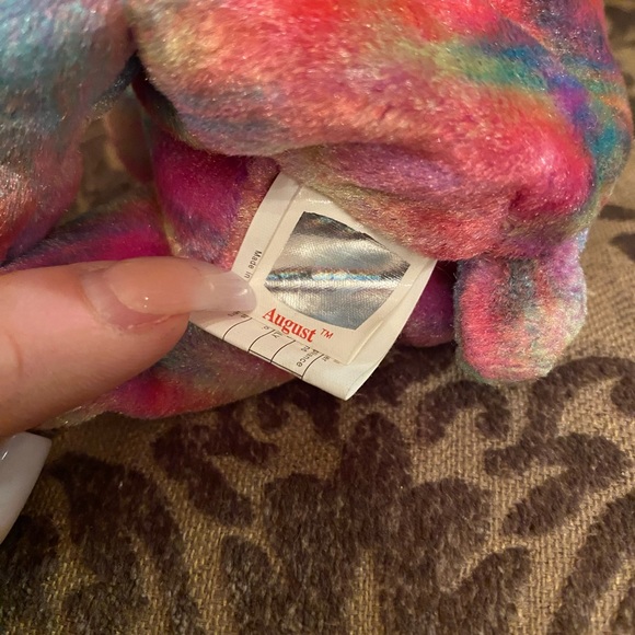 Ty August the Birthday Bear Beanie Baby - Picture 4 of 7